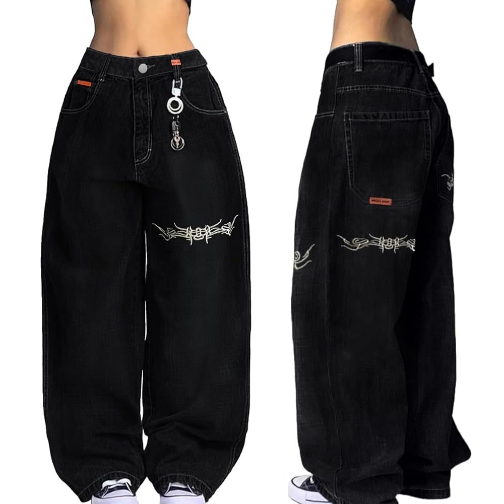 unisex baggy Boyfriends Hip Hop 90s Vintage Baggy Jeans Loose Denim Pants Mid-Low Waist Jeans