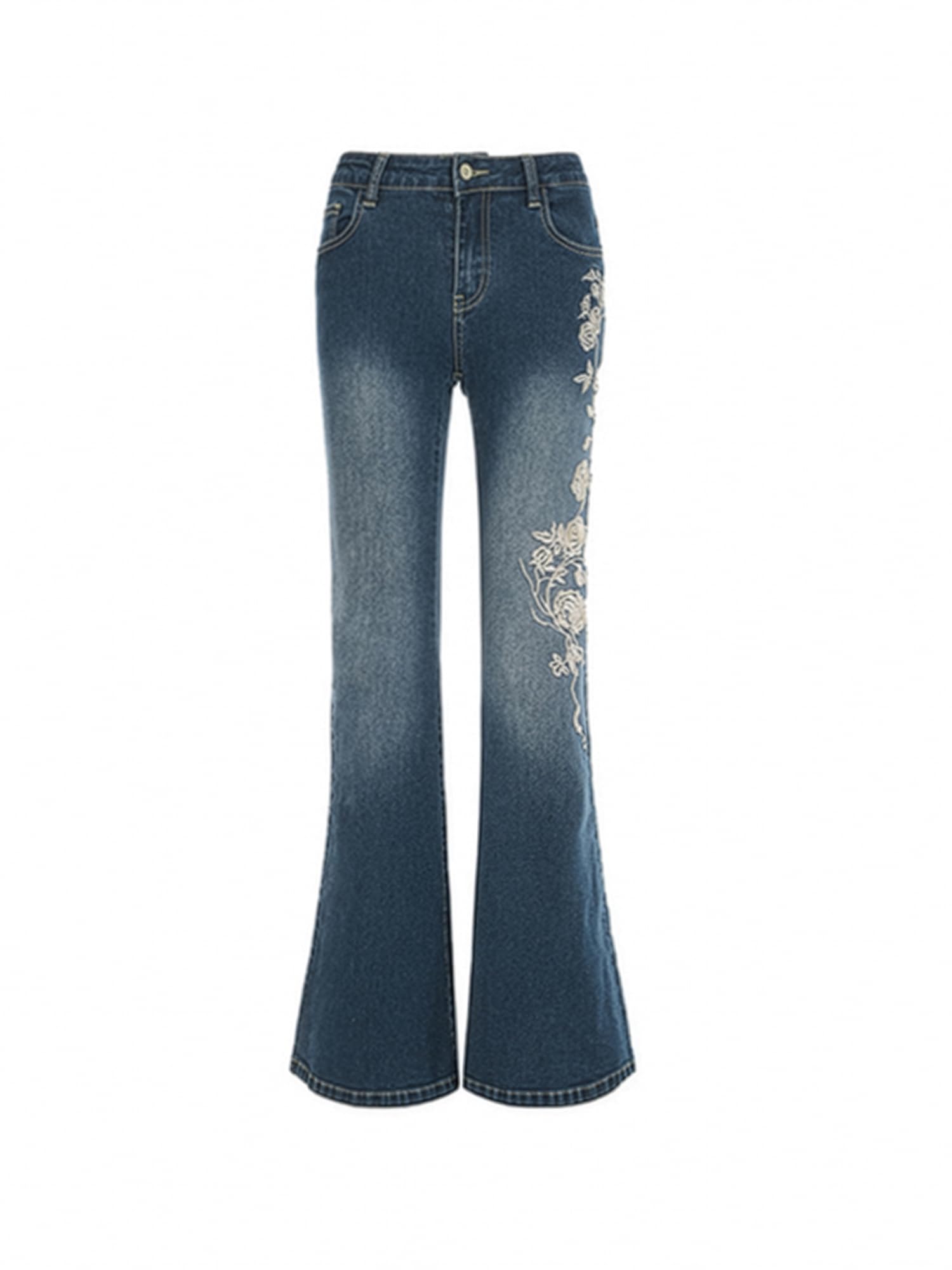 Women Bell Bottom Jeans  Flare Mid Rise Vintage Denim Pants 90s Y2k style