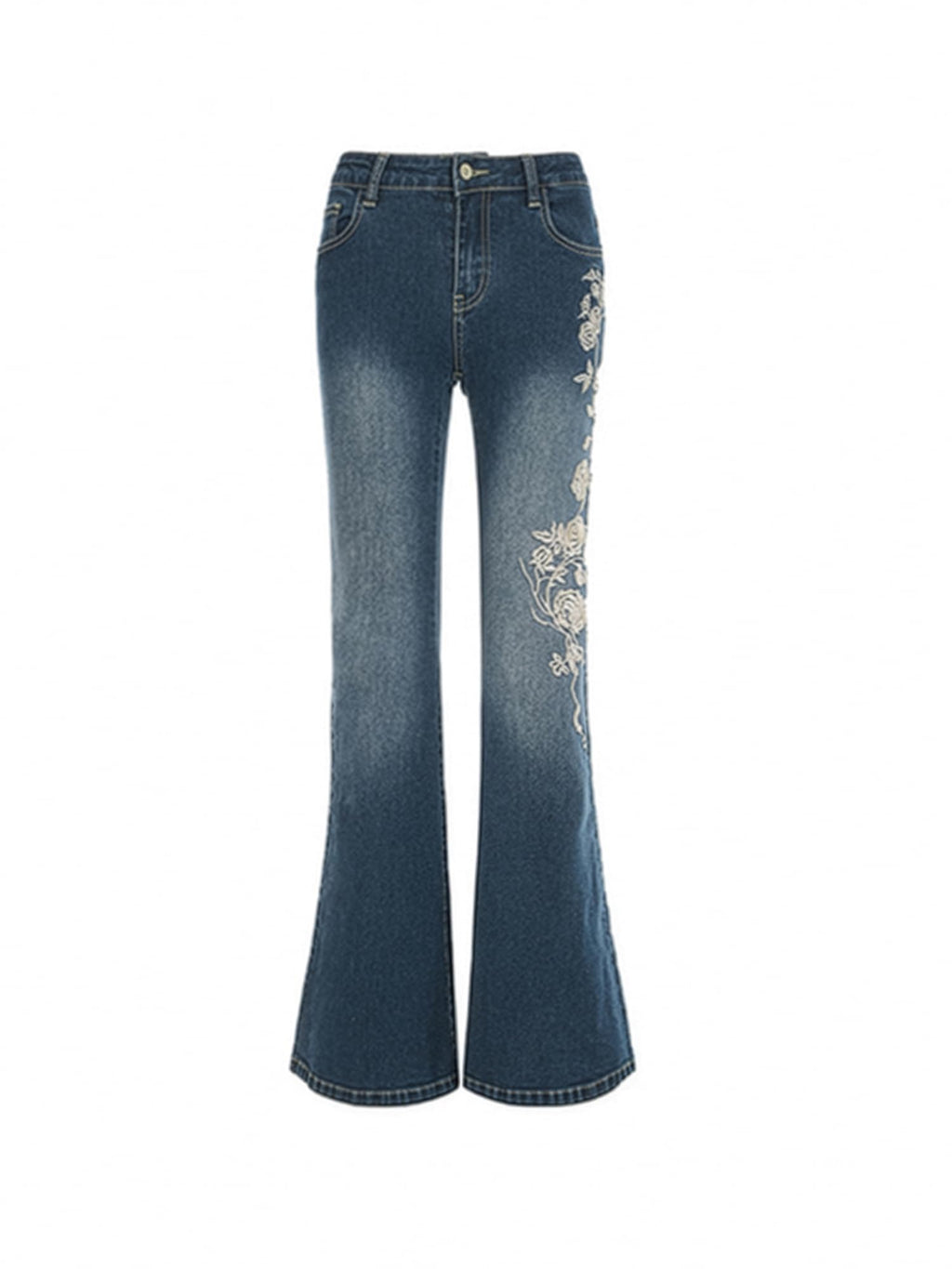 Women Bell Bottom Jeans  Flare Mid Rise Vintage Denim Pants 90s Y2k style