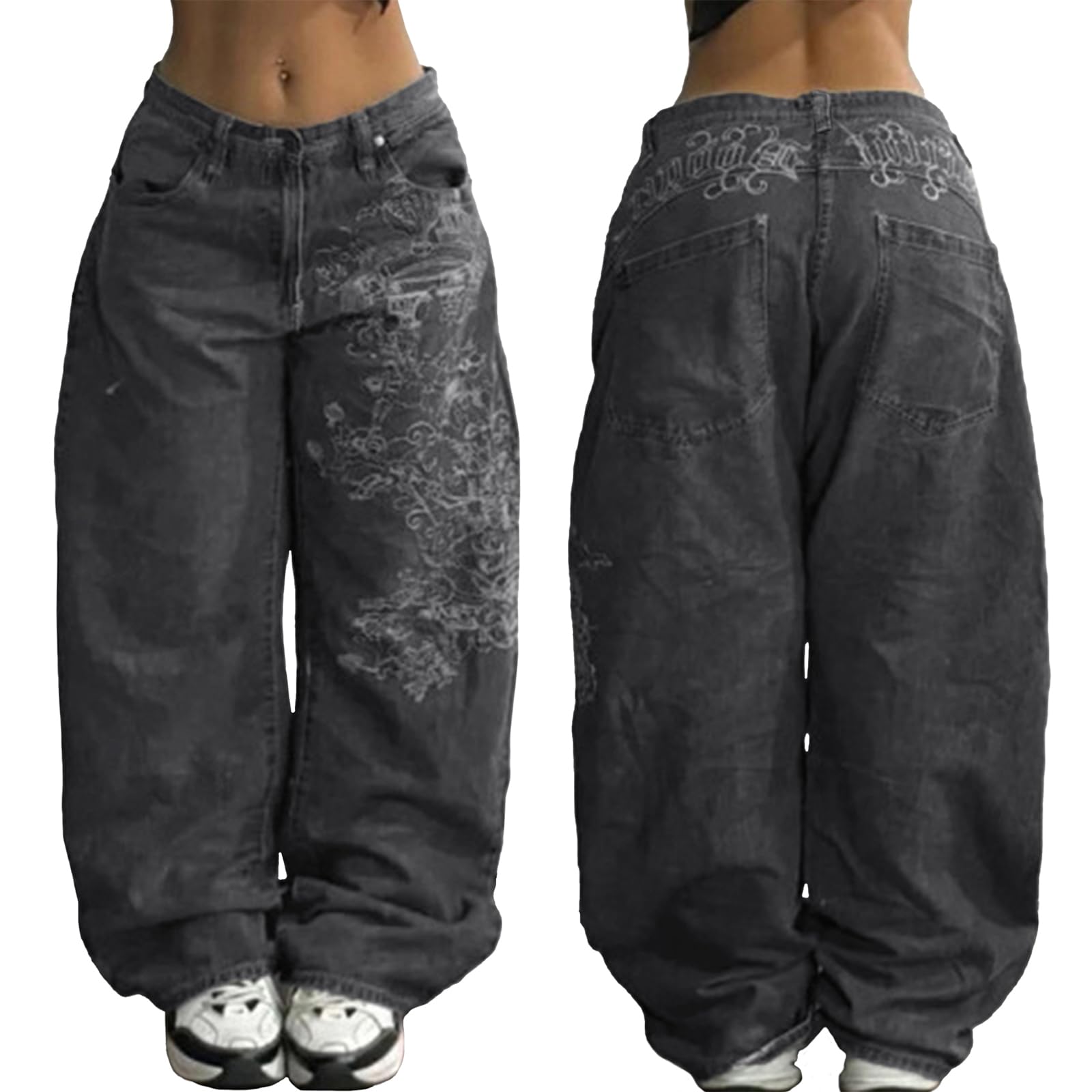 unisex baggy Boyfriends Hip Hop 90s Vintage Baggy Jeans Loose Denim Pants Mid-Low Waist Jeans
