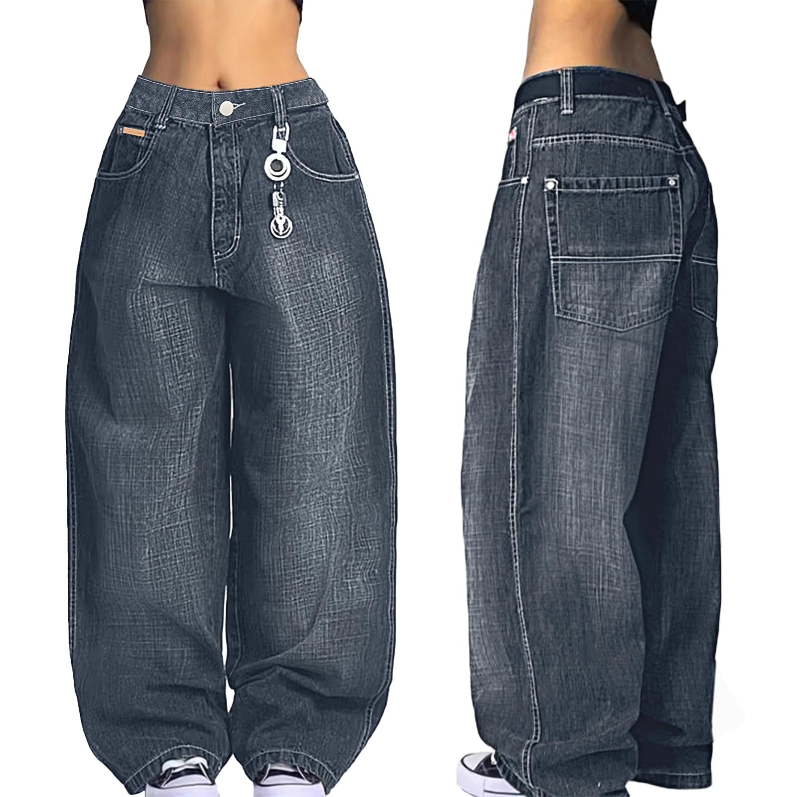 unisex baggy Boyfriends Hip Hop 90s Vintage Baggy Jeans Loose Denim Pants Mid-Low Waist Jeans