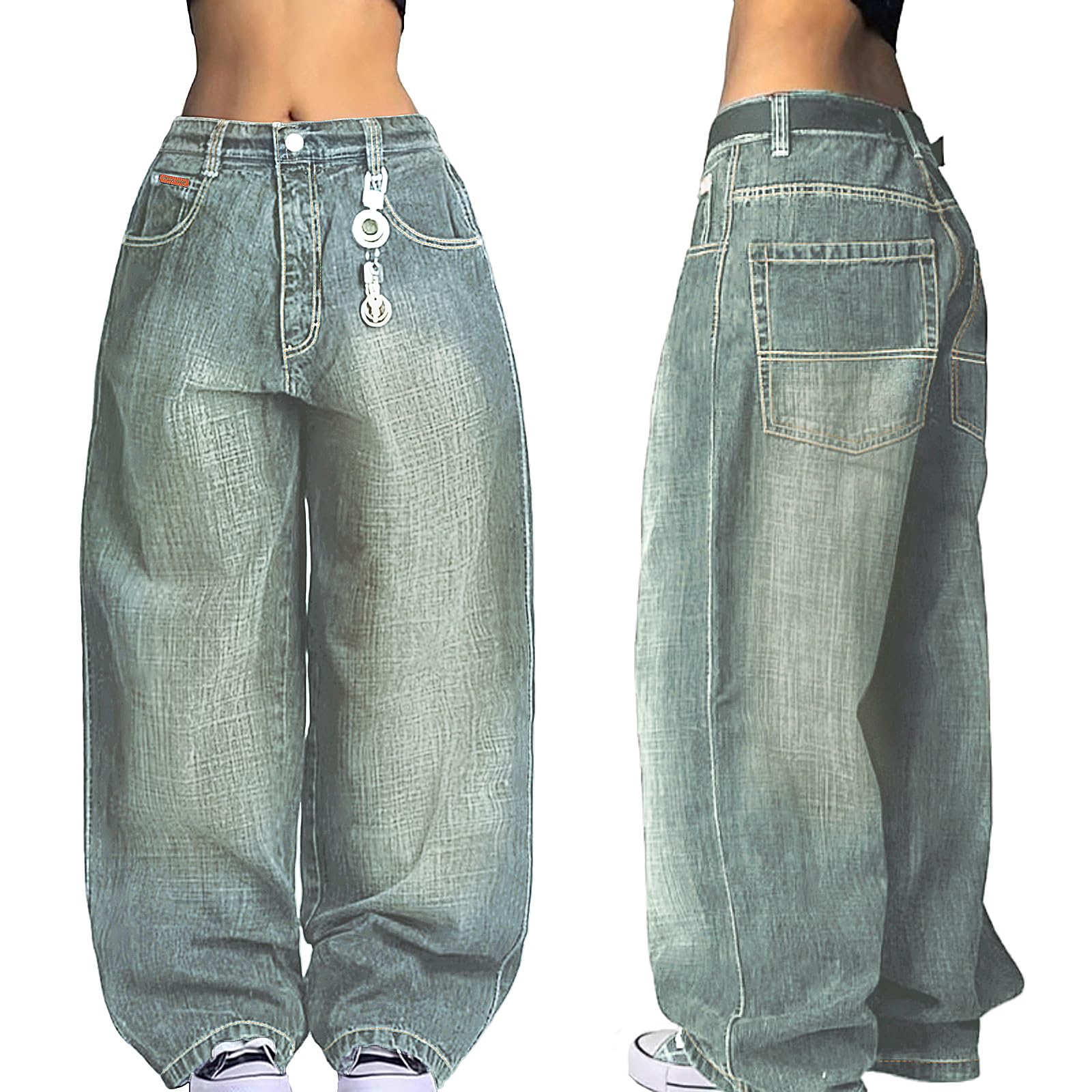 unisex baggy Boyfriends Hip Hop 90s Vintage Baggy Jeans Loose Denim Pants Mid-Low Waist Jeans