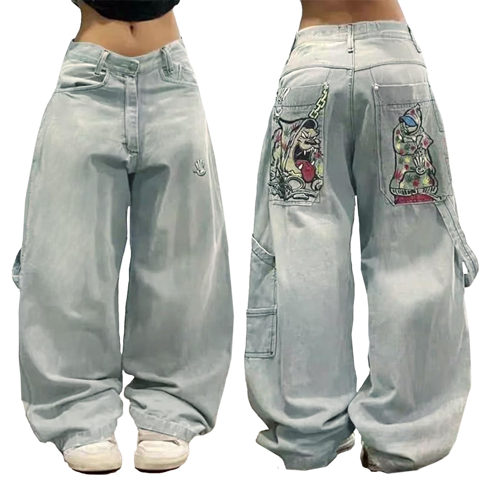 unisex baggy Boyfriends Hip Hop 90s Vintage Baggy Jeans Loose Denim Pants Mid-Low Waist Jeans