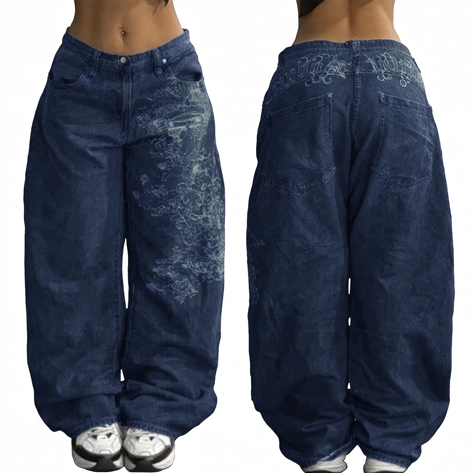 unisex baggy Boyfriends Hip Hop 90s Vintage Baggy Jeans Loose Denim Pants Mid-Low Waist Jeans