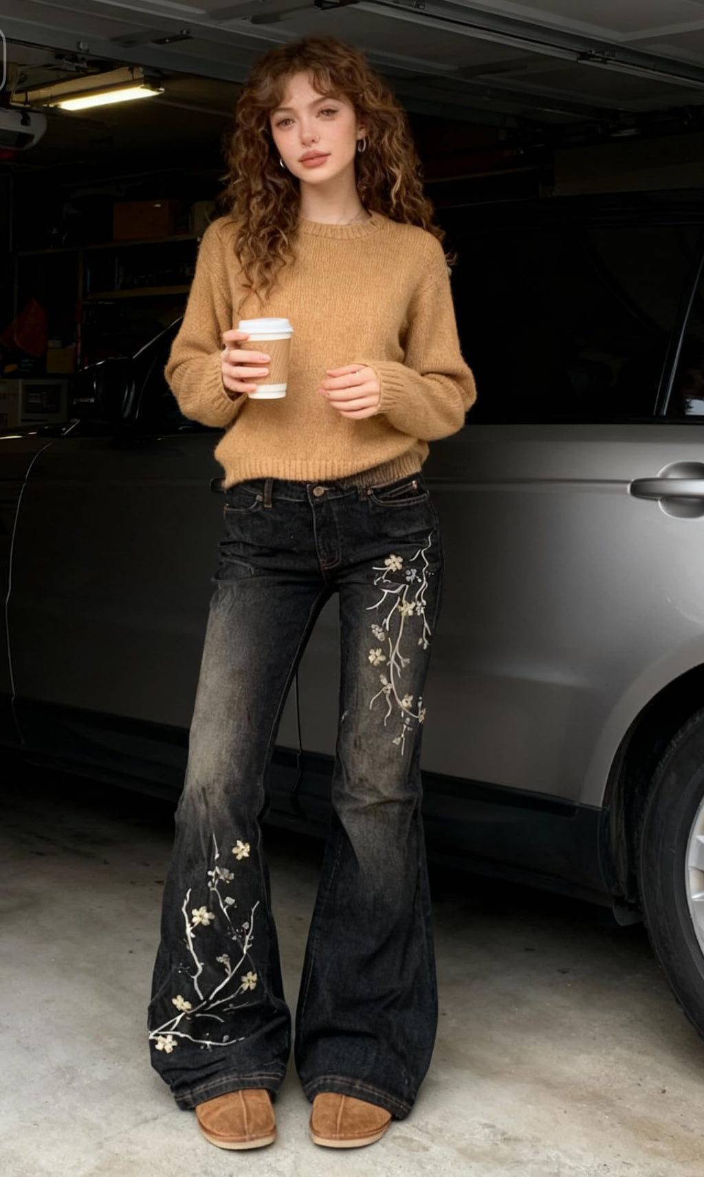 Women Bell Bottom Jeans  Flare Mid Rise Vintage Denim Pants 90s Y2k style