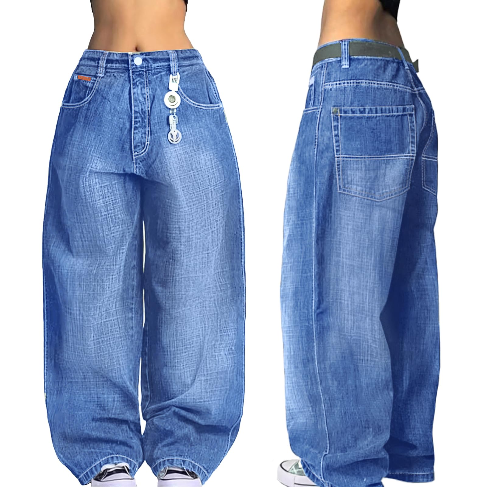 unisex baggy Boyfriends Hip Hop 90s Vintage Baggy Jeans Loose Denim Pants Mid-Low Waist Jeans