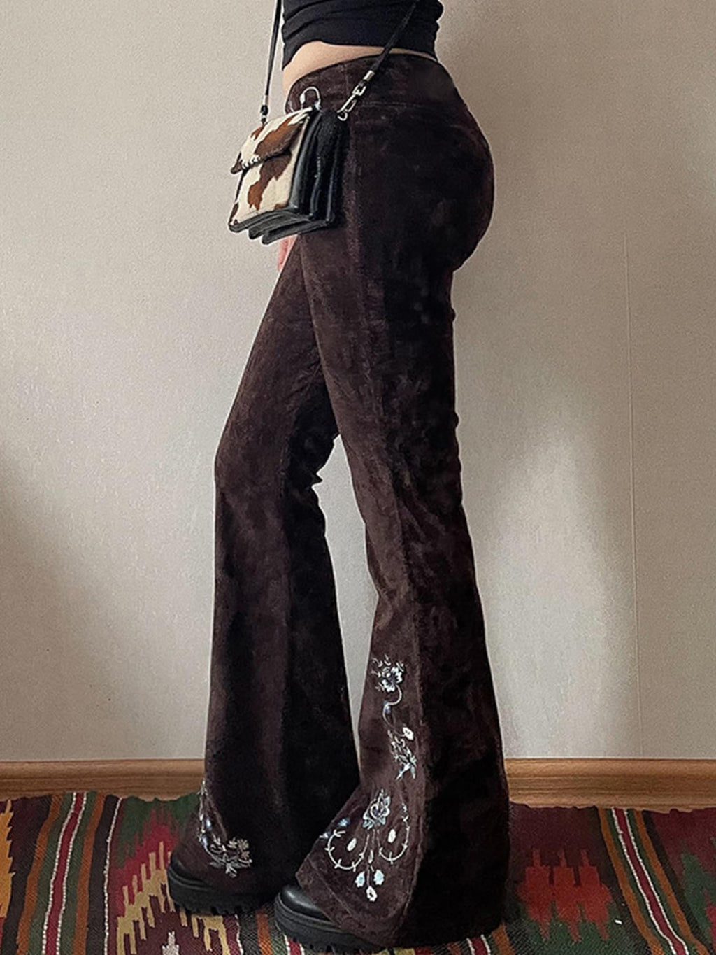 Women Bell Bottom Jeans  Flare Mid Rise Vintage Denim Pants 90s Y2k style