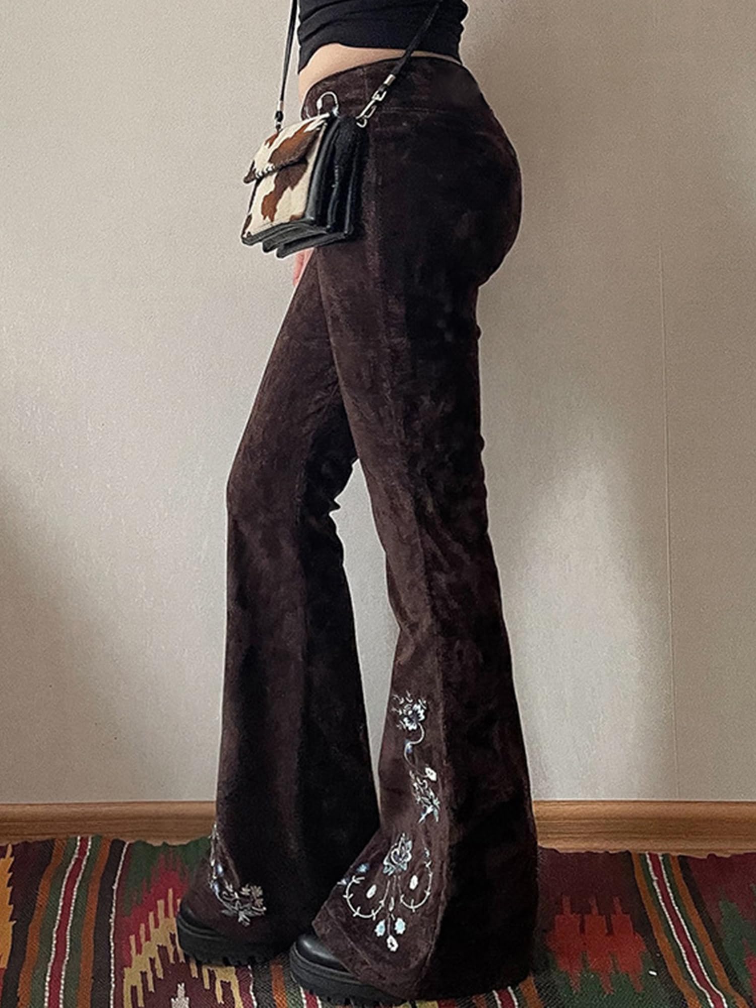 Women Bell Bottom Jeans  Flare Mid Rise Vintage Denim Pants 90s Y2k style