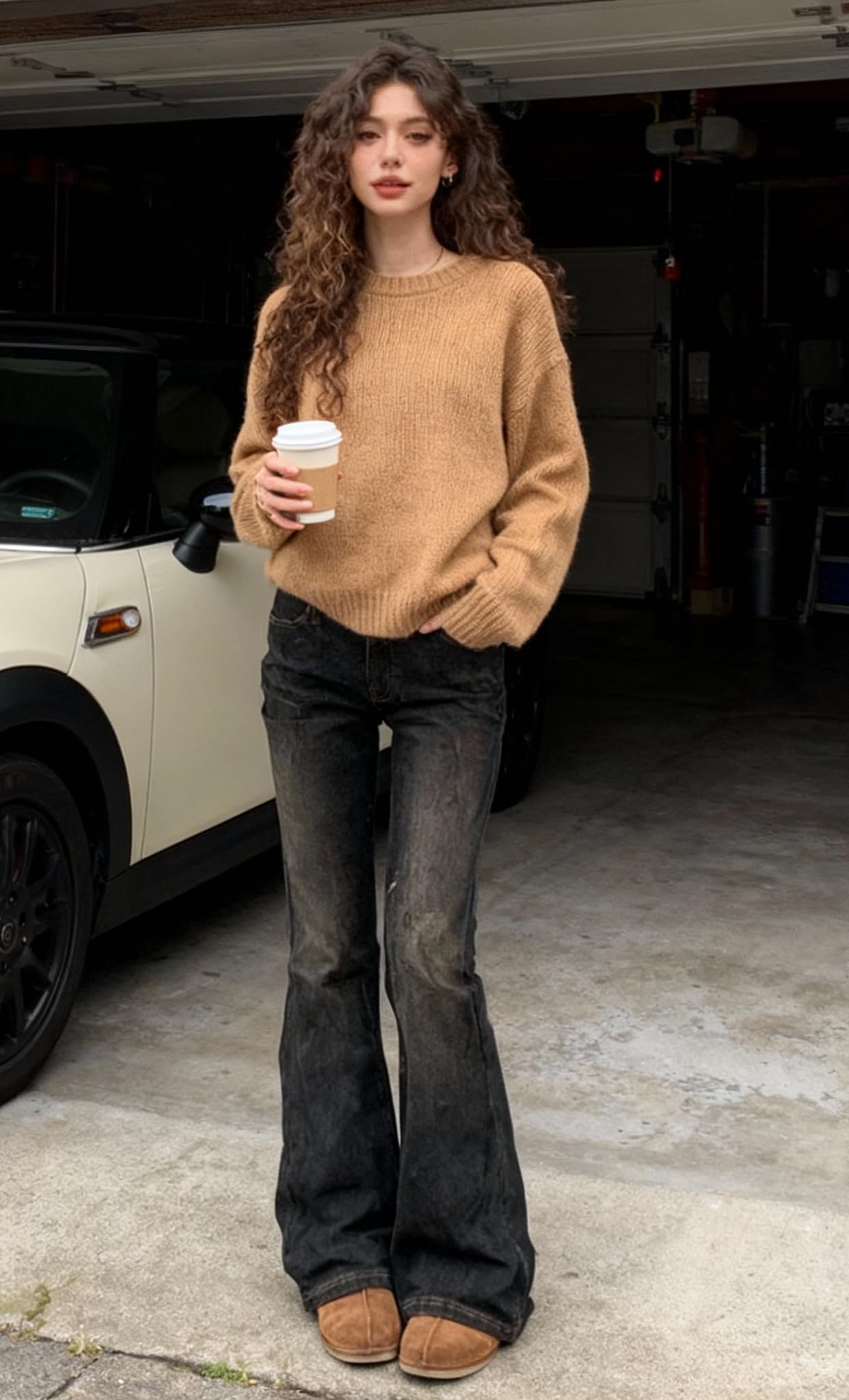 Women Bell Bottom Jeans  Flare Mid Rise Vintage Denim Pants 90s Y2k style