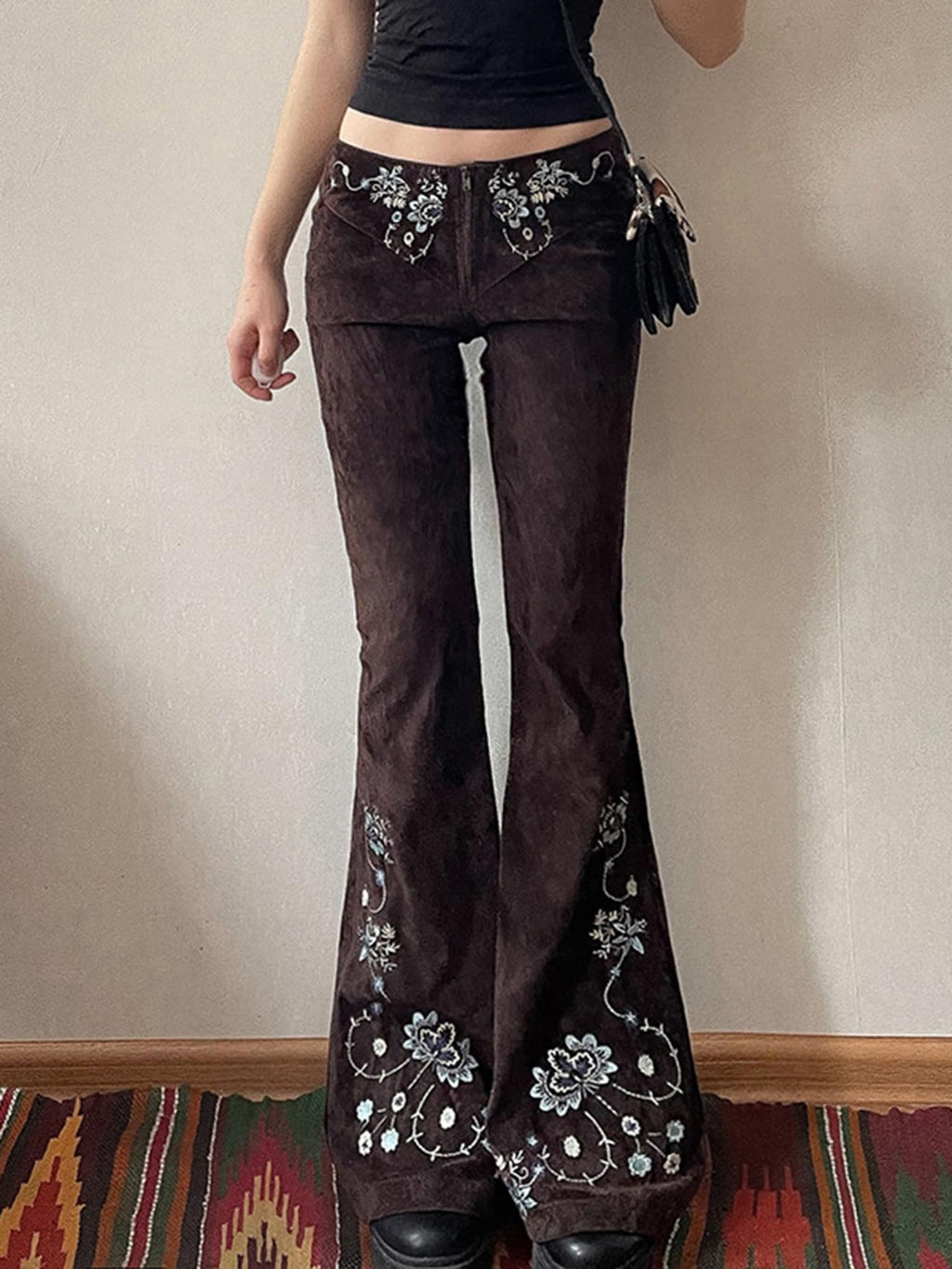 Women Bell Bottom Jeans  Flare Mid Rise Vintage Denim Pants 90s Y2k style