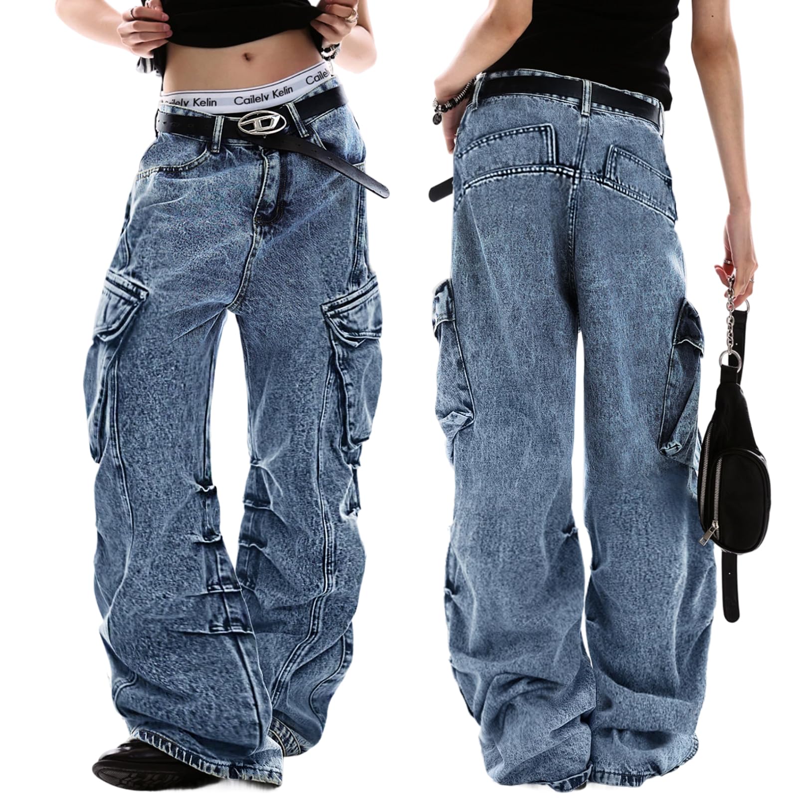 unisex baggy Boyfriends Hip Hop 90s Vintage Baggy Jeans Loose Denim Pants Mid-Low Waist Jeans